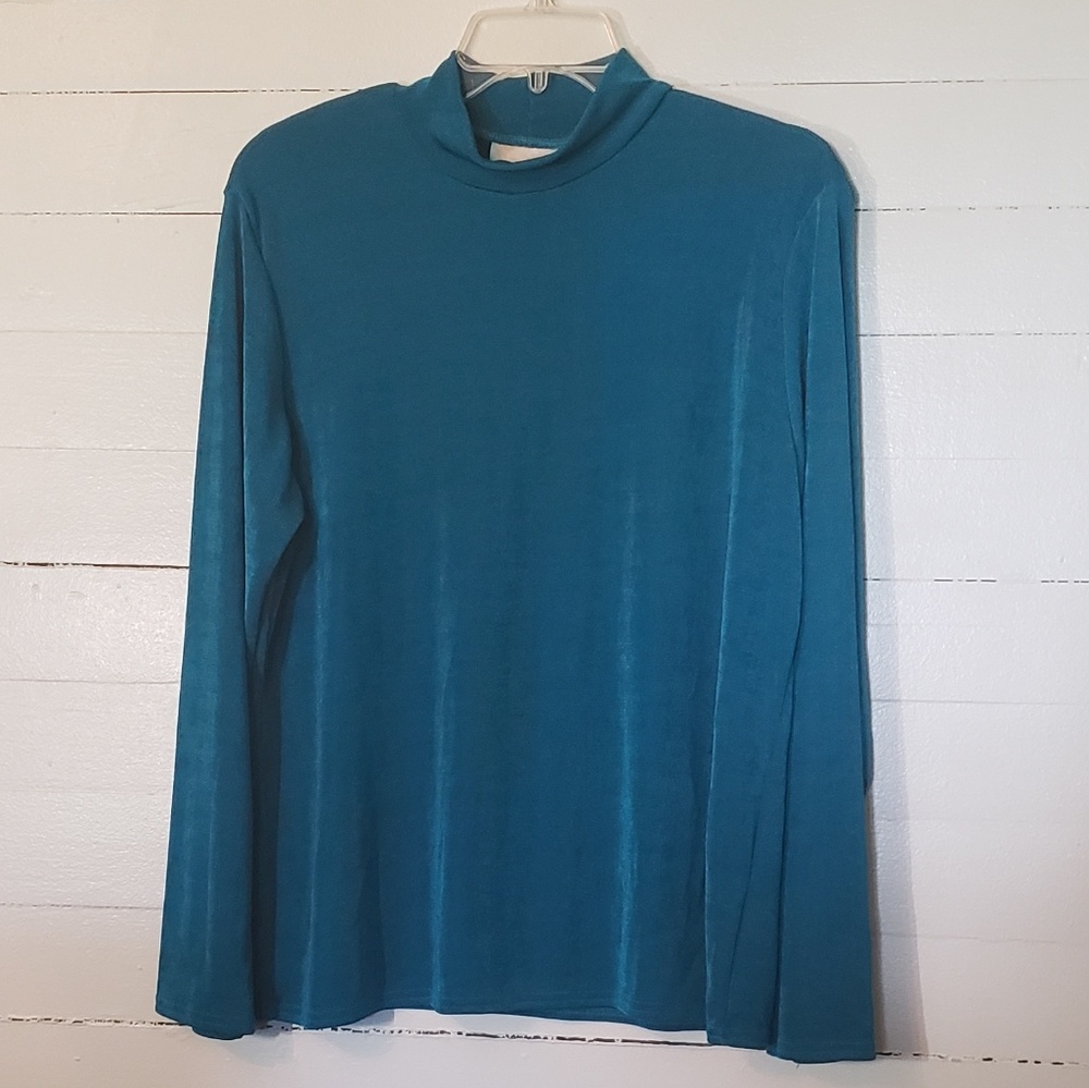 Teal Mock Turtleneck Long Sleeve Top      0088